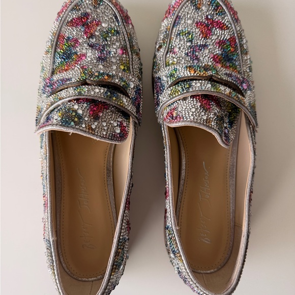 Betsey Johnson Silver Multicolor Crystal Embellished Loafers - Picture 5 of 9